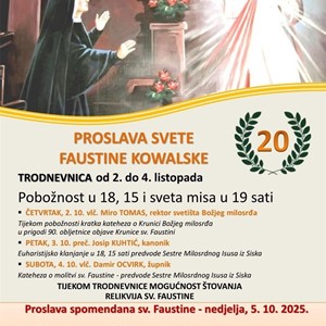 Na Trešnjevki trodnevnica i proslava spomendana sv. Faustine Kowalske